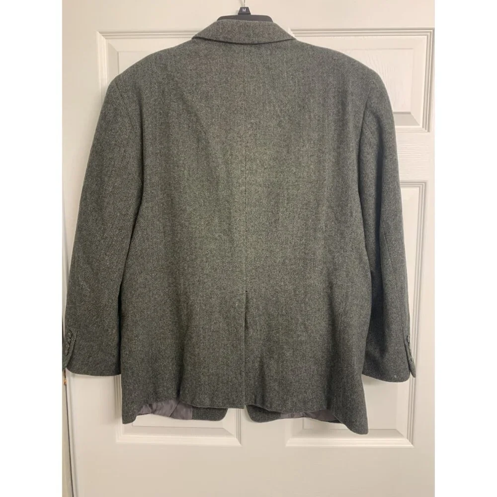 Christian Aujard N.Y. Paris 44R Wool Camel Hair Blend Gray Chevron Blazer Jacket